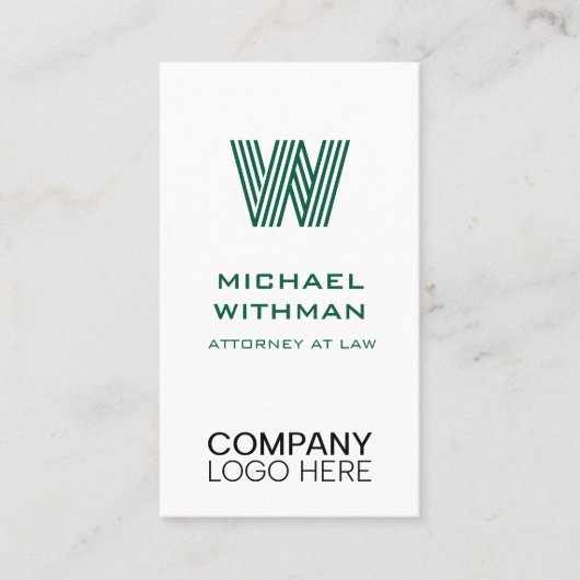 GREEN LINE MONOGRAM CORPORATE LOGO QR CODE VISITEKAARTJE (Voorkant)