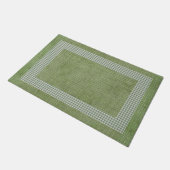 Green Linen and Gingham Check Kitchen Mat (Schuin)