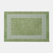 Green Linen and Gingham Check Kitchen Mat (Voorkant)