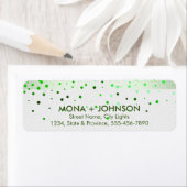 Green Linen Glitter Sparkle Confetti Stippen Moder Etiket (Insitu)