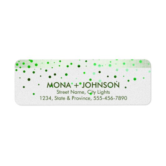 Green Linen Glitter Sparkle Confetti Stippen Moder Etiket (Voorkant)