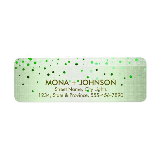 Green Linen Glitter Sparkle Confetti Stippen Moder Etiket (Voorkant)
