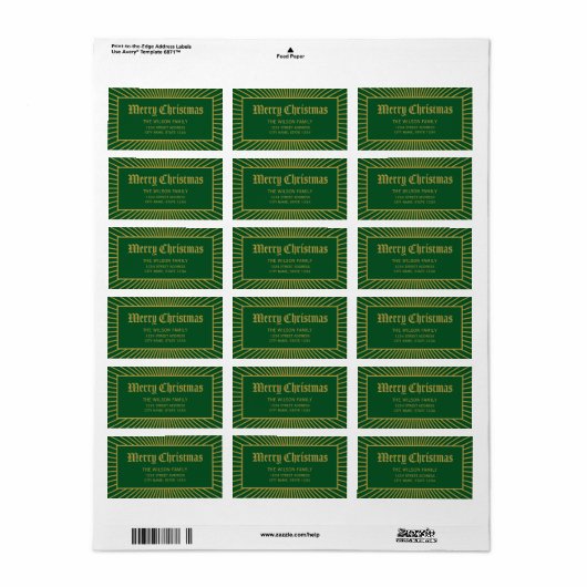Green Lines Decorative Merry-kerstadres Etiket (Full Sheet)