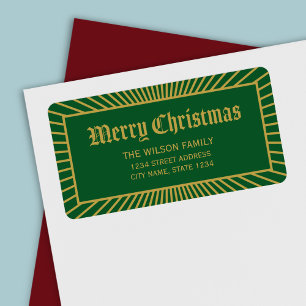 Green Lines Decorative Merry-kerstadres Etiket
