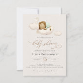 GREEN Lion Baby shower Uitnodiging (Voorkant)