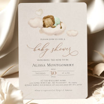 GREEN Lion Baby shower Uitnodiging