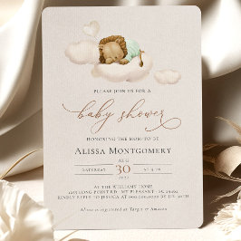 GREEN Lion Baby shower Uitnodiging