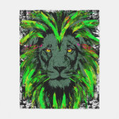 Green Lion Head - Lion Face Fleece Blanket (Voorkant)
