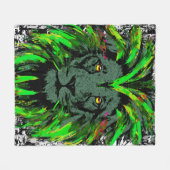 Green Lion Head - Lion Face Fleece Blanket (Voorkant (Horizontaal))
