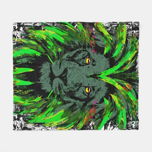 Green Lion Head - Lion Face Fleece Blanket Deken (Voorkant (Horizontaal))