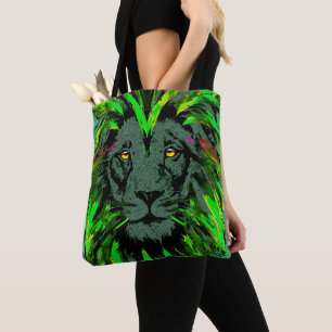 Green Lion Head - Lion Face Portret Tekening Tas