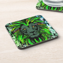 Green Lion - Lion Portret Drawing - Lion Onderzett Bier Onderzetter