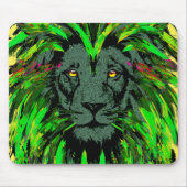 Green Lion Mousepad - Lion Face Portret Tekening Muismat (Voorkant)