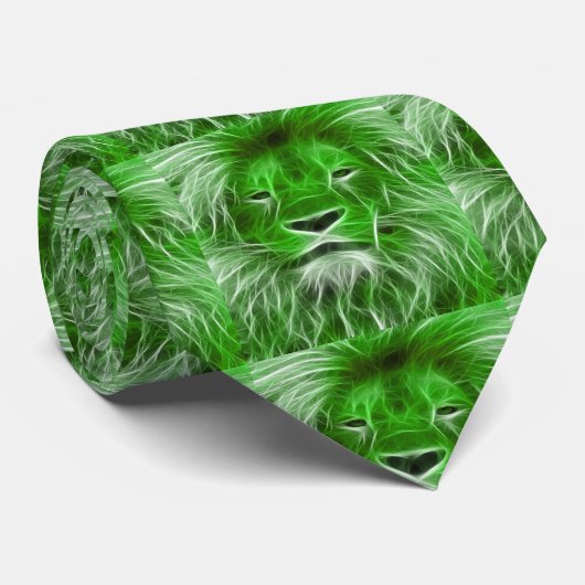 Green Lion Print op Mannen Stropdas (Opgerold)
