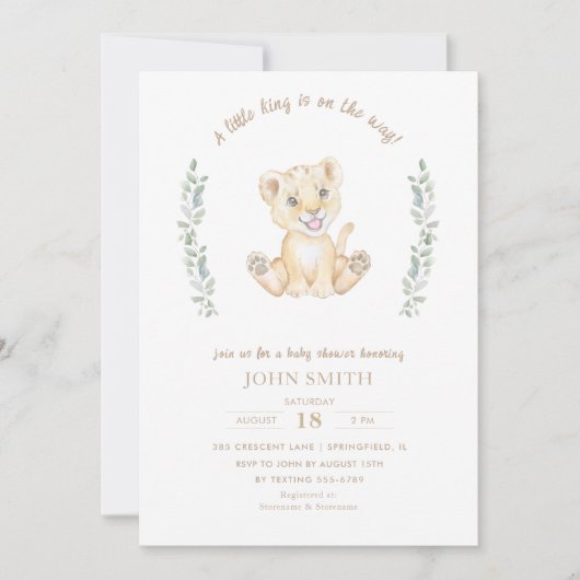 Green Lion Safari Dieren Baby shower Kaart (Voorkant)