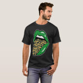 Green Lips Leopard Print Tongue Out St Patricks Da T-shirt (Voorkant volledig)