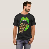 Green Lips Leopard Print Tongue Out St Patricks T-shirt (Voorkant volledig)