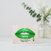 Green Lipstick Makeup Artist Visitekaartje (Staand voorkant)
