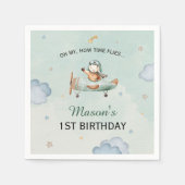 Green Little Aviator Sky Adventure 1st Birthday Servet (Voorkant)