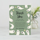 Green Little Boo Halloween Baby shower Bedankkaart (Staand voorkant)
