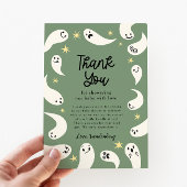 Green Little Boo Halloween Baby shower Bedankkaart