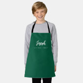 Green Little Chef Script Naam gepersonaliseerde Ki Schort (Gedragen)