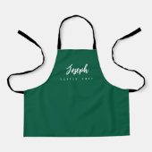 Green Little Chef Script Naam gepersonaliseerde Ki Schort (Voorkant)