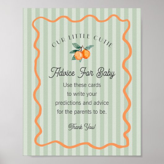 Green Little Cutie Citrus Douche Advies voor Baby Poster (Voorkant)