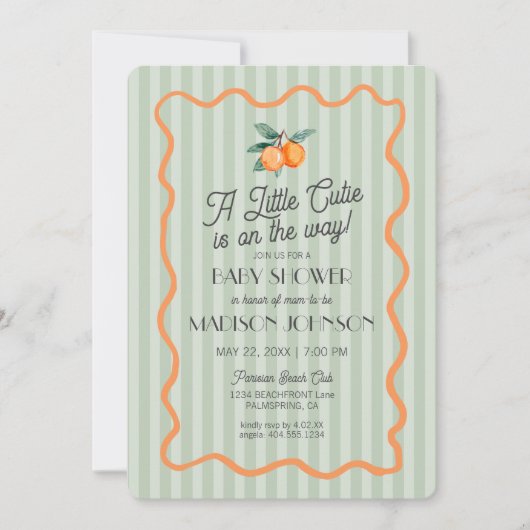 Green Little Cutie Pastel Citrus Theme Baby shower Kaart (Voorkant)
