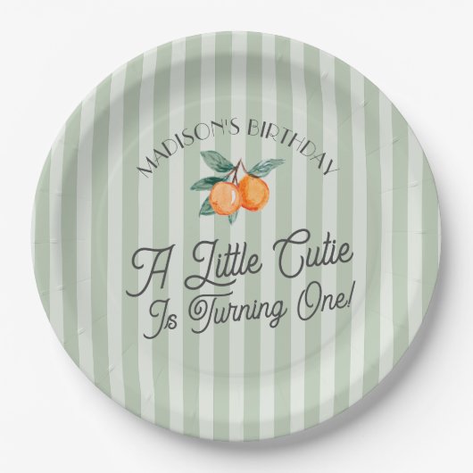 Green Little Cutie Pastel Citrus Verjaardagsfeestj Papieren Bordje (Voorkant)