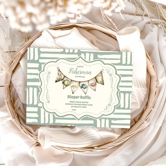 Green Little Fisherman Vist Diapper Raffle Informatiekaartje