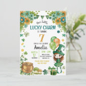 Green Little Leprechaun Girl St. Patricks Birthday Kaart (Staand voorkant)