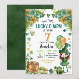 Green Little Leprechaun Girl St. Patricks Birthday Kaart