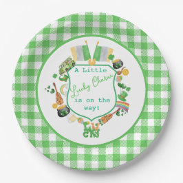 Green Little Lucky Charm baby shower Papieren Bordje