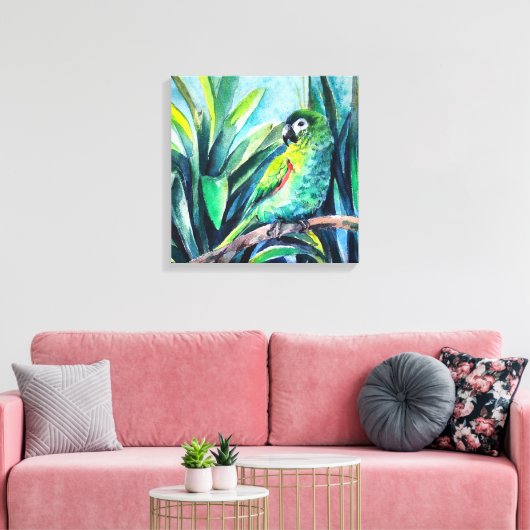 Green Little macaw Canvas Print (Insitu (Woonkamer))