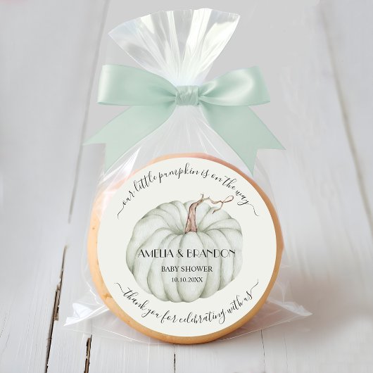 Green Little Pumpkin Baby shower Dank u Ronde Sticker