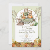 Green Little Pumpkin Woodland Animals Baby shower Kaart (Voorkant)