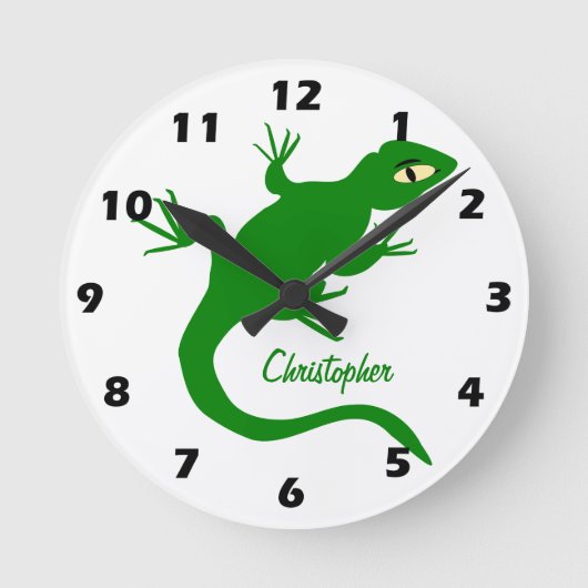 Green Lizard Design Personalised Ronde Klok (Voorkant)
