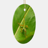 Green Lizard op Green Leaf Keramisch Ornament (Rechts)
