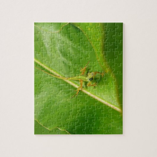 Green Lizard op Green Leaf Legpuzzel (Verticaal)