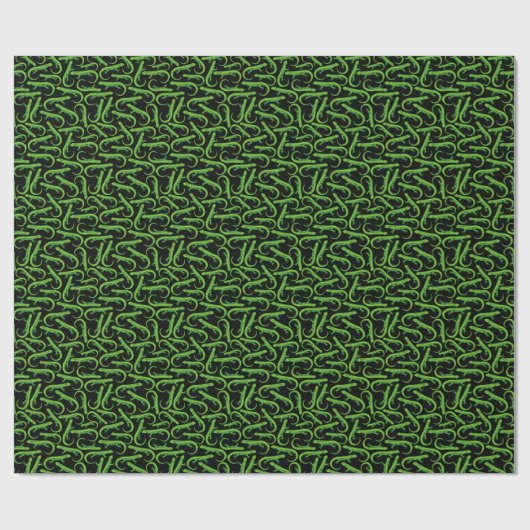 Green Lizard Pattern Cadeaupapier (Vlak)