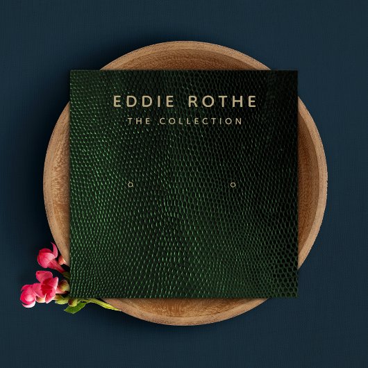 Green Lizard Skin Stud Earring Display Kaart