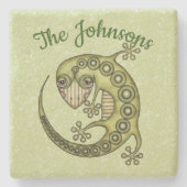 Green Lizard Stenen Onderzetter (Voorkant)