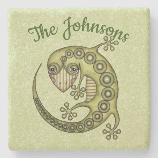 Green Lizard Stenen Onderzetter (Voorkant)