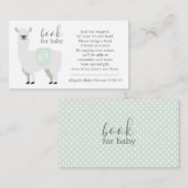 Green Llama Polka Dot Book Request Baby shower Informatiekaartje (Voorkant / Achterkant)