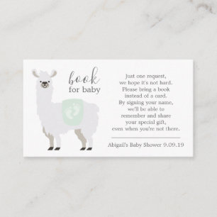 Green Llama Polka Dot Book Request Baby shower Informatiekaartje