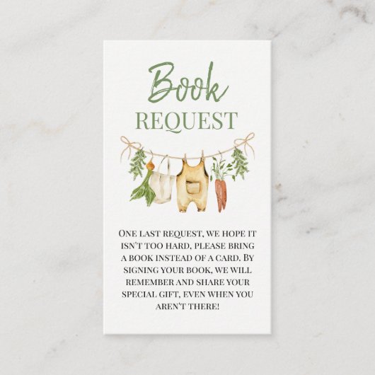 Green Locally Grown Baby Shower Babok Request Card Informatiekaartje (Voorkant)
