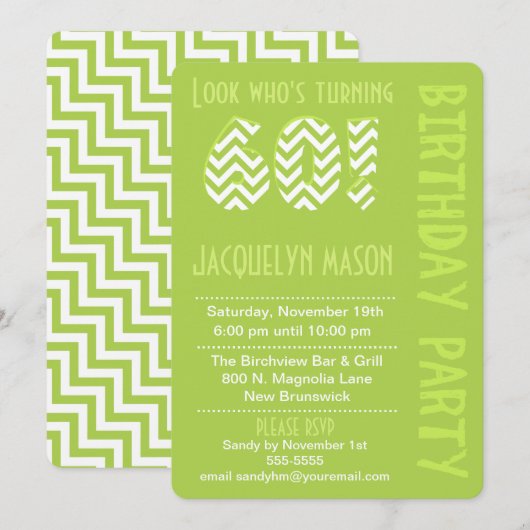 Green look die 60 dagen uitnodigt kaart (Voorkant / Achterkant)