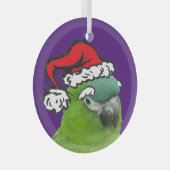 Green Lorikeet Santa Glass Ornament (Voorkant Rechts)