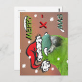 Green Lorikeet Santa KerstBriefkaart Briefkaart (Voorkant / Achterkant)